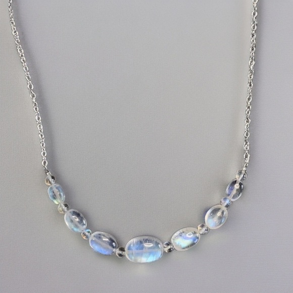Hand Crafted Jewelry - Hand Made Rainbow Moonstone Necklace